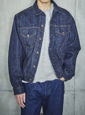 日本orSlow Type3 1960复古口袋经典工作牛仔夹克外套一次水洗