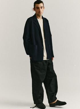 法国Casey Casey皮马棉纱线5号针织口袋半开襟针织外套海军蓝