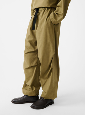 英国Studio Nicholson经典雪地裤改良膝盖四褶宽松休闲长裤军绿色