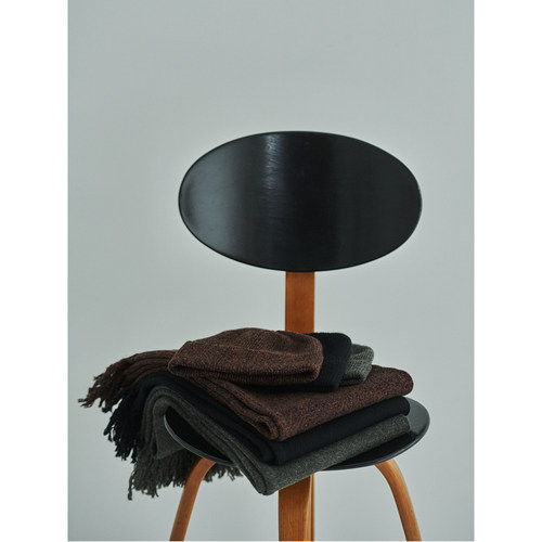 日本筒状编织针织羊毛流苏围巾