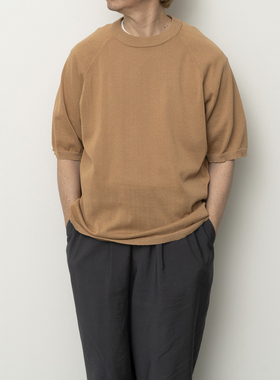 日本Still By Hand和纸纤维宽松短针织T恤 KN02262