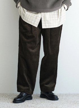 日本Still By Hand宽条灯芯绒宽直筒休闲长裤 PT05254
