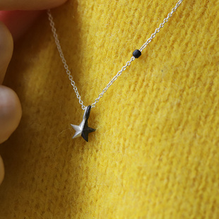 日本AMP JAPAN 925银结合复古作旧特殊消光星星项链 NMAJ-106