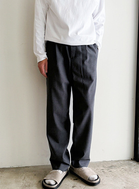 日本ATON 80年代复古睡裤轻盈透气羊毛抽绳锥形收窄轻便长裤灰色