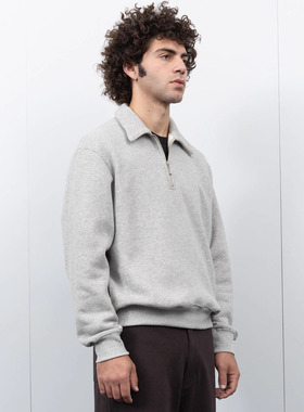 美国Lady White Co. 拉链棉混羊毛箱型微宽松卫衣