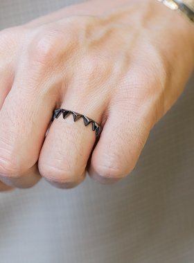 可组合纯925银手工戒指黑色