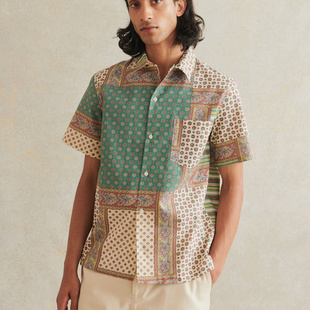 衬衫 Facture普罗旺斯古老床单怀旧七针缝线短袖 Bonne 法国De