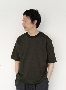 日本Still By Hand 滑顺凉爽透气不易缩水变形圆领针织领短袖T恤