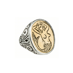 美国LHN Jewelry Mermaid Signet Ring铜美人鱼纯银戒指