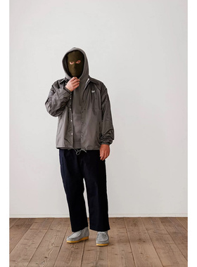 日本Fujito尼龙纸鹤方领教练抽绳夹克运动夹克碳灰色