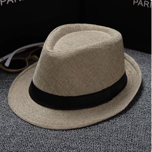 2025新款绅士帽子夏天复古英伦青年男亚麻爵士小礼帽舞台表演男款