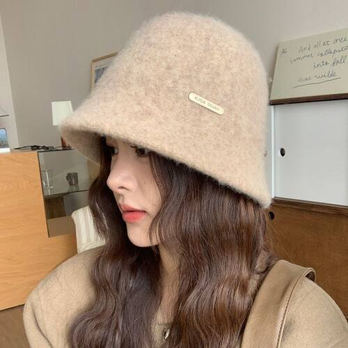2025新款秋冬季羊毛呢织渔夫帽子女高级感遮脸水桶帽保暖护耳盆帽