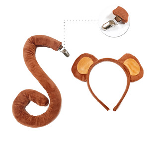 扮尾巴可拆卸六一儿童节 饰儿童表演装 猴子发箍尾巴套装 配件动物装