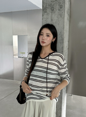 BEFORE SUNSET 日落-2025秋上新v领薄款长袖针织衫G25A-W9258