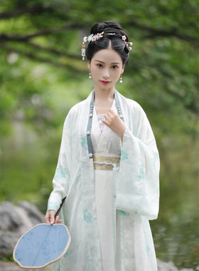 觅青栀丨簪花阁汉服定制丨 宋制真丝长干寺褙子襦裙套装春秋款
