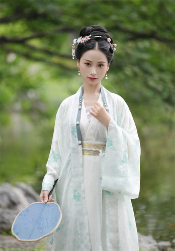 觅青栀丨簪花阁汉服定制丨 宋制真丝长干寺褙子襦裙套装春秋款