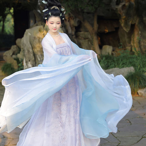 懒迎眸丨簪花阁汉服定制丨唐制真丝大袖齐胸襦裙套装春秋款日常