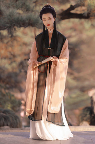 簪花阁定制橘粉色真丝比甲汉服