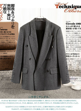 《南方的冬日》2025冬季新款羊毛蚕丝呢权力西装大衣短款阔版松弛