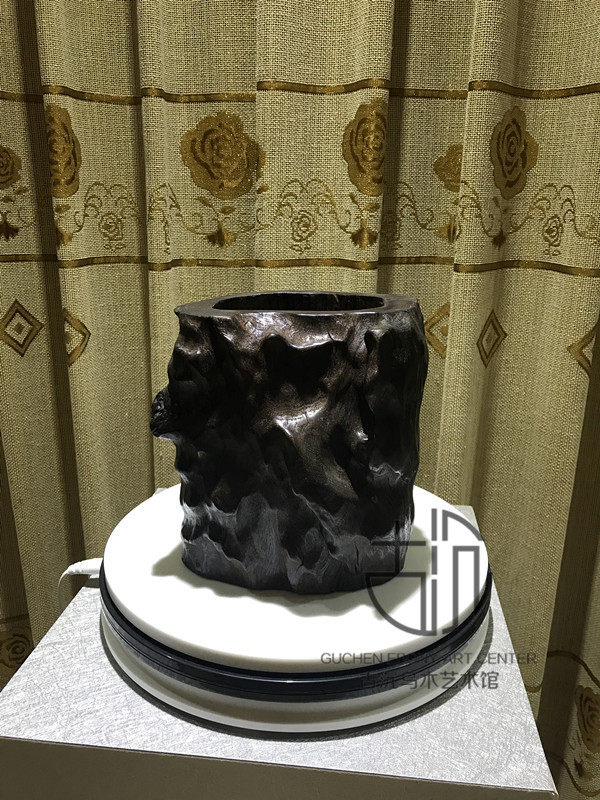 笔筒文房四宝 实木创意摆件办公家居用品千年阴沉木乌木古木原木