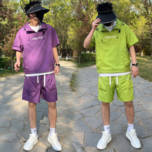 2024夏季速干休闲套装潮男青年百搭纯色两件套网红款情侣短袖短裤