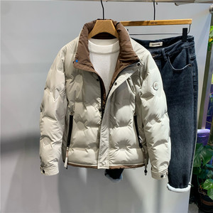 冬季男装短款拼色立领羽绒服韩版修身保暖轻便简约防寒羽绒外套潮