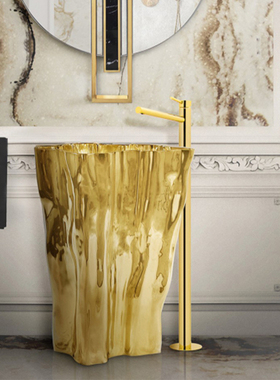 bocadolobo轻奢艺术感洗手盆酒店别墅家用卫浴间异形立柱式洗脸盆