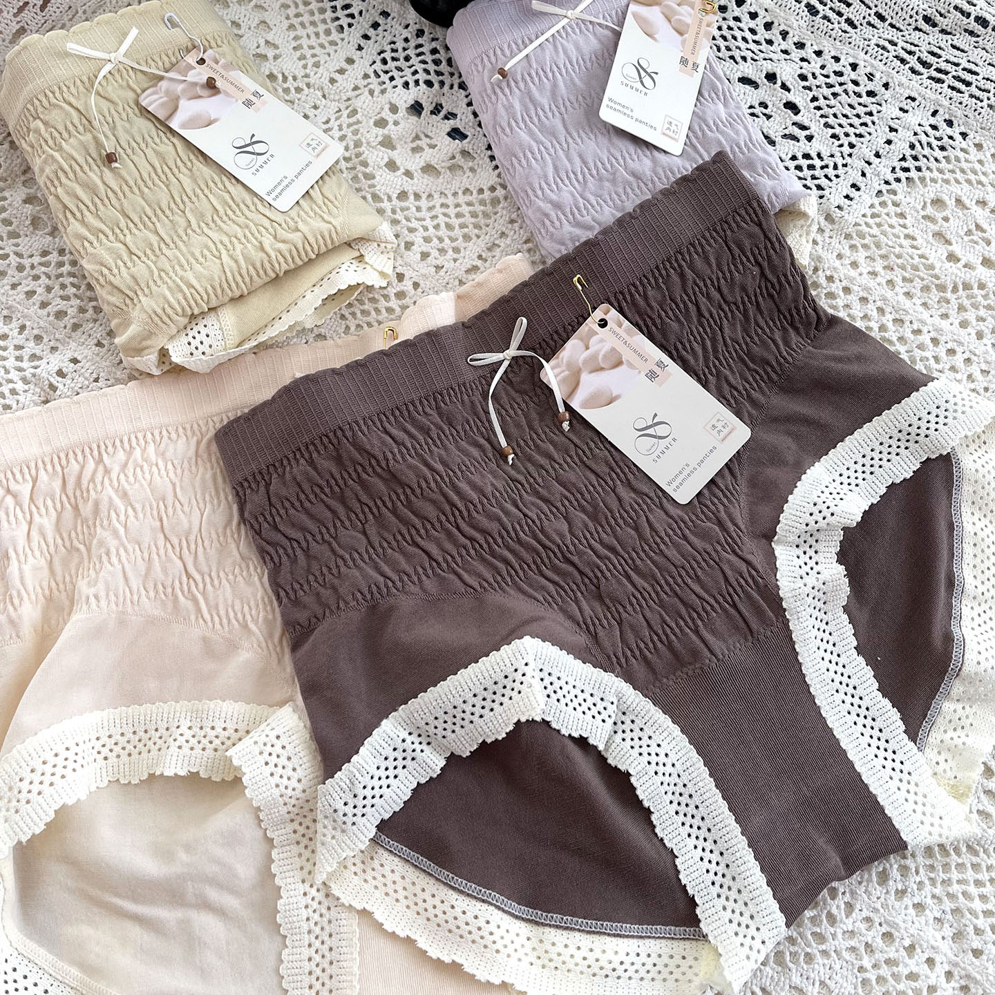 随夏新款2509无缝褶皱莫代尔内裤