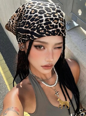 美式复古豹纹包头头巾