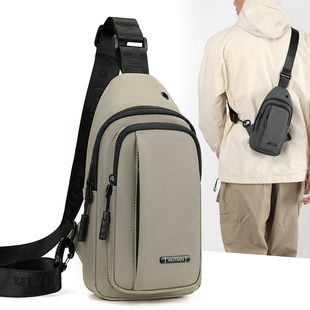 胸包男款简约小斜挎包户外运动骑行小背包牛津布男士单肩包手机包
