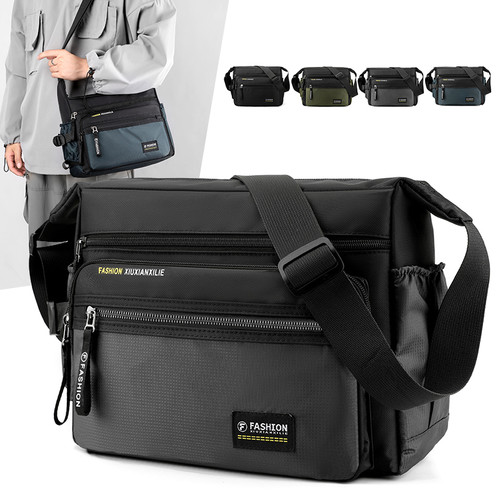 男士大容量多隔层单肩斜挎包