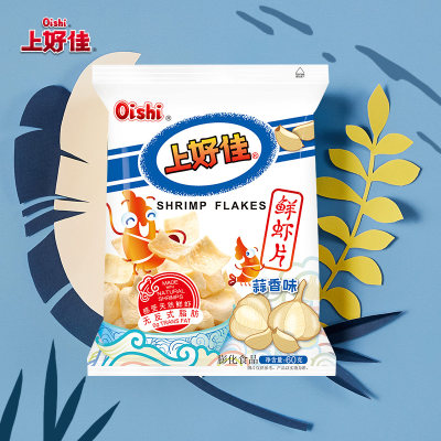 【新口味上线】Oishi上好佳鲜虾片蒜香口味60g休闲零食