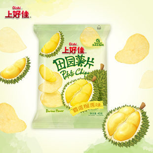 Oishi上好佳多巴胺果味田园薯片膨化零食霸道榴莲味40g 袋