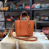 转山头层牛皮水染植鞣真皮单肩斜挎小众复古通勤女包质感小托特