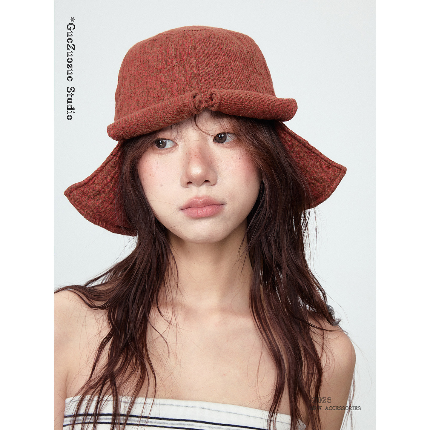 出口订单】异形设计100%亚麻帽子渔夫帽女秋季高品质可折叠盆帽