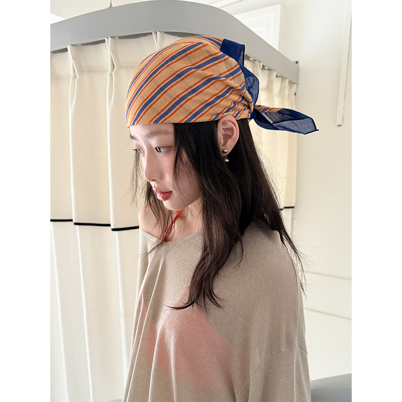 韩系ins条纹头巾女夏季薄款2025新款复古辣妹装饰丝巾包头方巾潮,服饰配件/皮带/帽子/围巾,围巾/丝巾/披肩,淘宝优惠券,粉丝福利购,淘宝优惠卷
