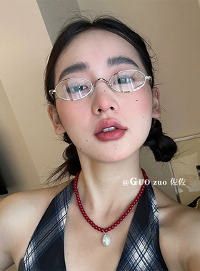 小众日系-书呆子金丝眼镜防蓝光