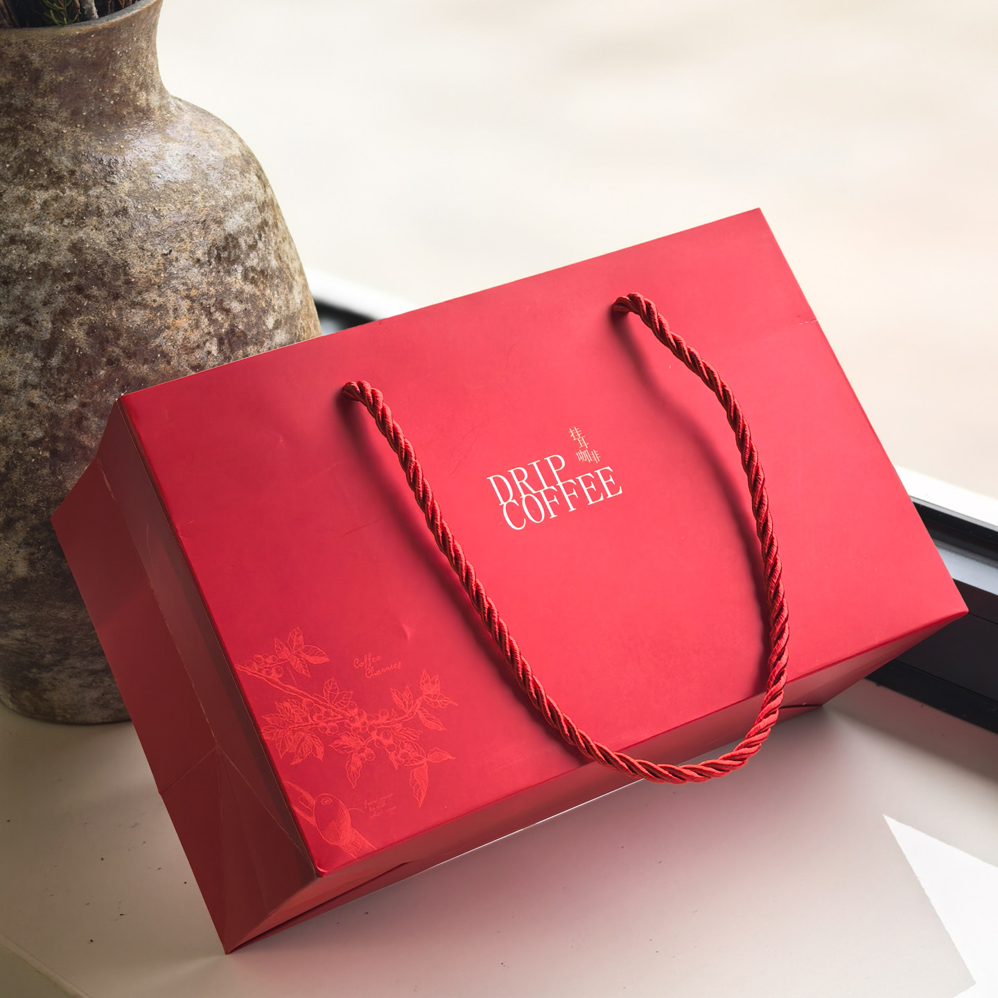 新年节日红色挂耳咖啡盒配套手提袋咖啡盒通用纸袋子两款可选礼盒,厨房/烹饪用具,点心包装盒/包装袋,淘宝优惠券,粉丝福利购,淘宝优惠卷