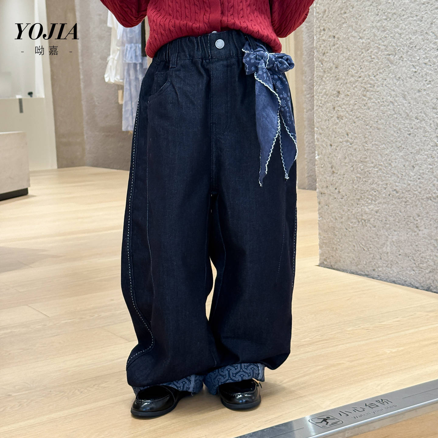 YOJIA女童牛仔裤秋季2025新款韩版洋气中大童长裤儿童装裤子秋装