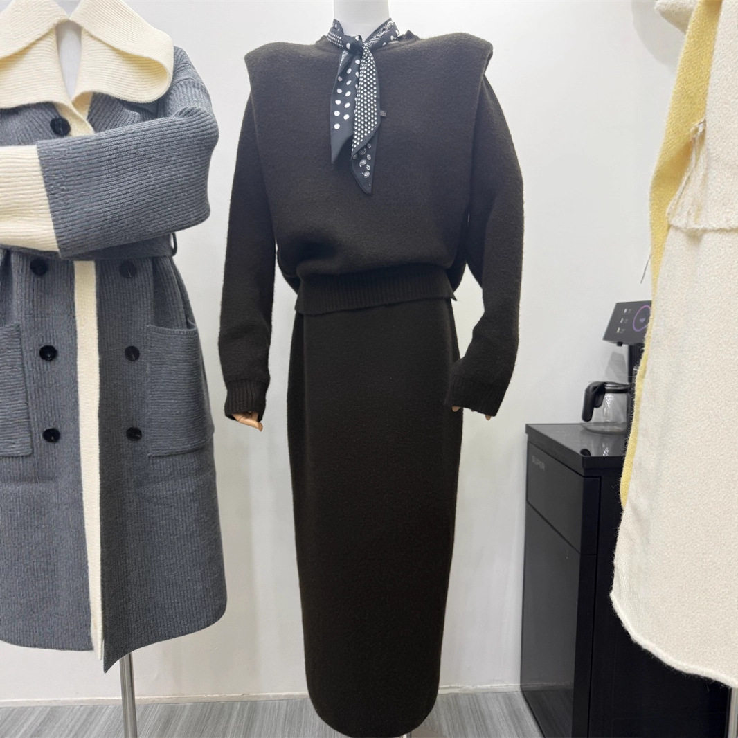 设计感针织套装秋冬季新款欧美风时尚简约针织衫韩国东大门女