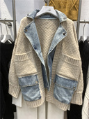外搭大衣拼牛仔西装 欧洲站2021年商场同款 欧货秋冬女装 领学生外套