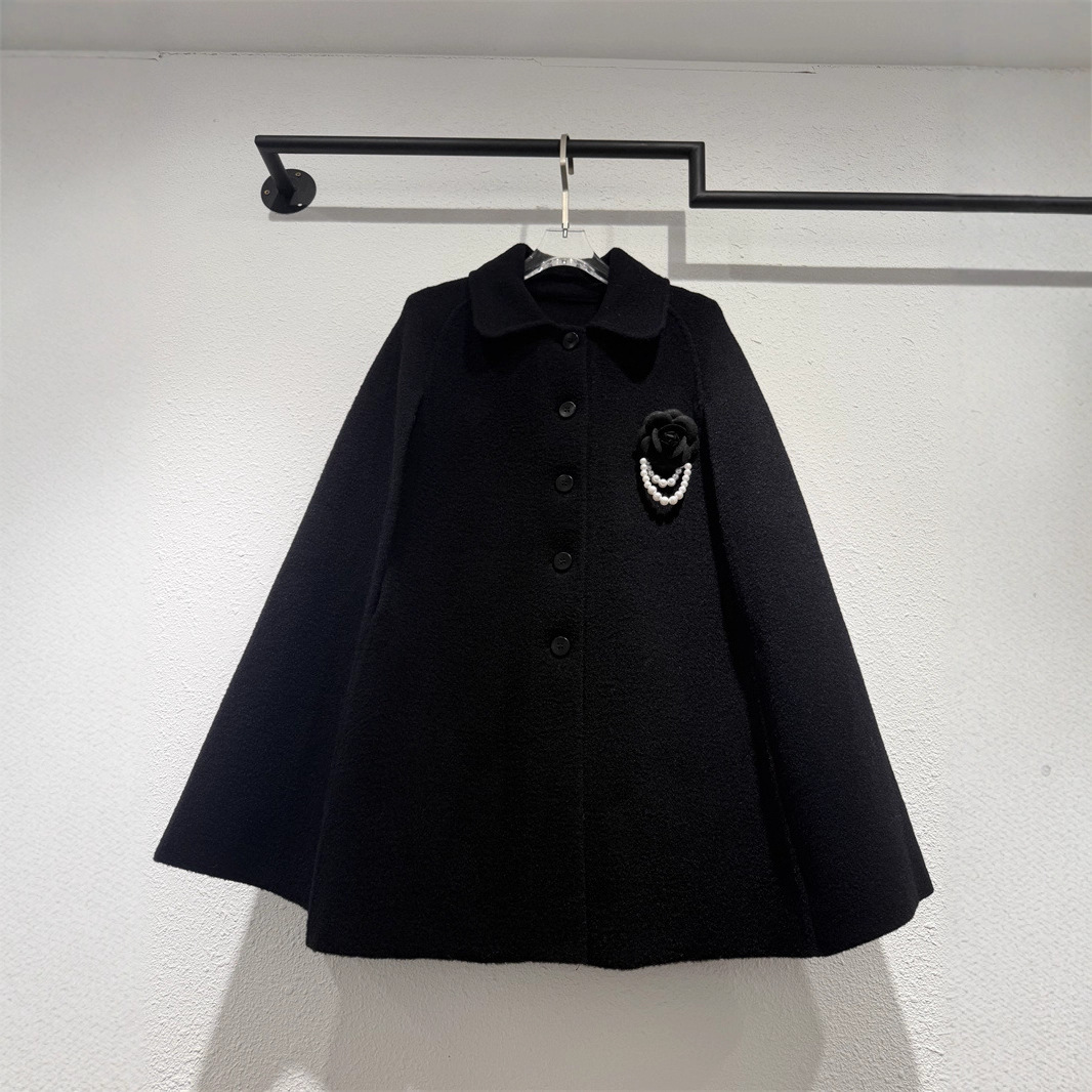 东大门名媛风针织呢法式蝙蝠袖斗篷大衣女装设计感斗篷