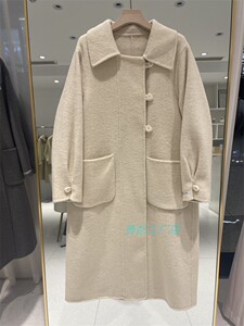 高端定制2023秋冬羊毛大衣女装 欧洲站双面呢外套方领绵羊毛长款