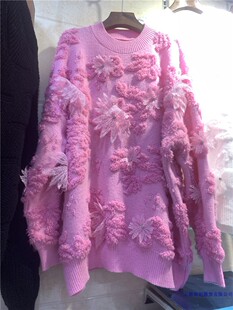 欧洲站2021年秋冬商场同款 显瘦雪花大毛衣中长 针织大毛衣宽松大码