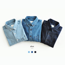 新疆棉原创经典 全棉纯棉纯色休闲洗水衬衫 牛仔衬衣 长袖 男士 沾酱