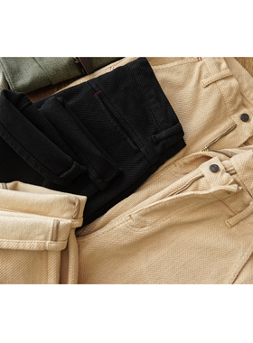 沾酱 特厚重磅刺子长裤男 剑道服面料复古工装休闲裤阿美咔叽裤子