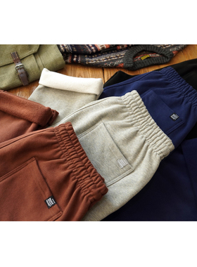 沾酱 4色重磅加厚加绒直筒卫裤男 冬季卫裤男 阿美咔叽休闲裤工装