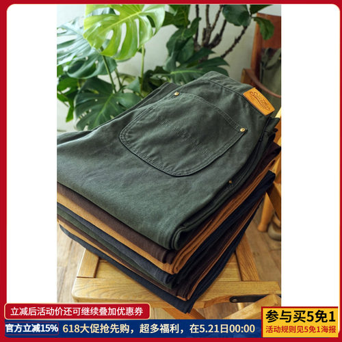 沾酱 工装帆布长裤男 底特律面料休闲长裤 苔藓绿汽油蓝 咔叽复古