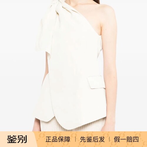 国内现货UMA WANG简约白色单肩T恤蝴蝶结设计感上衣【GZ】