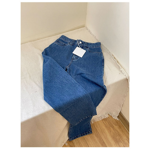 国内现货SUNNEI水洗中腰通勤百搭宽松小直筒纯色男款牛仔长裤